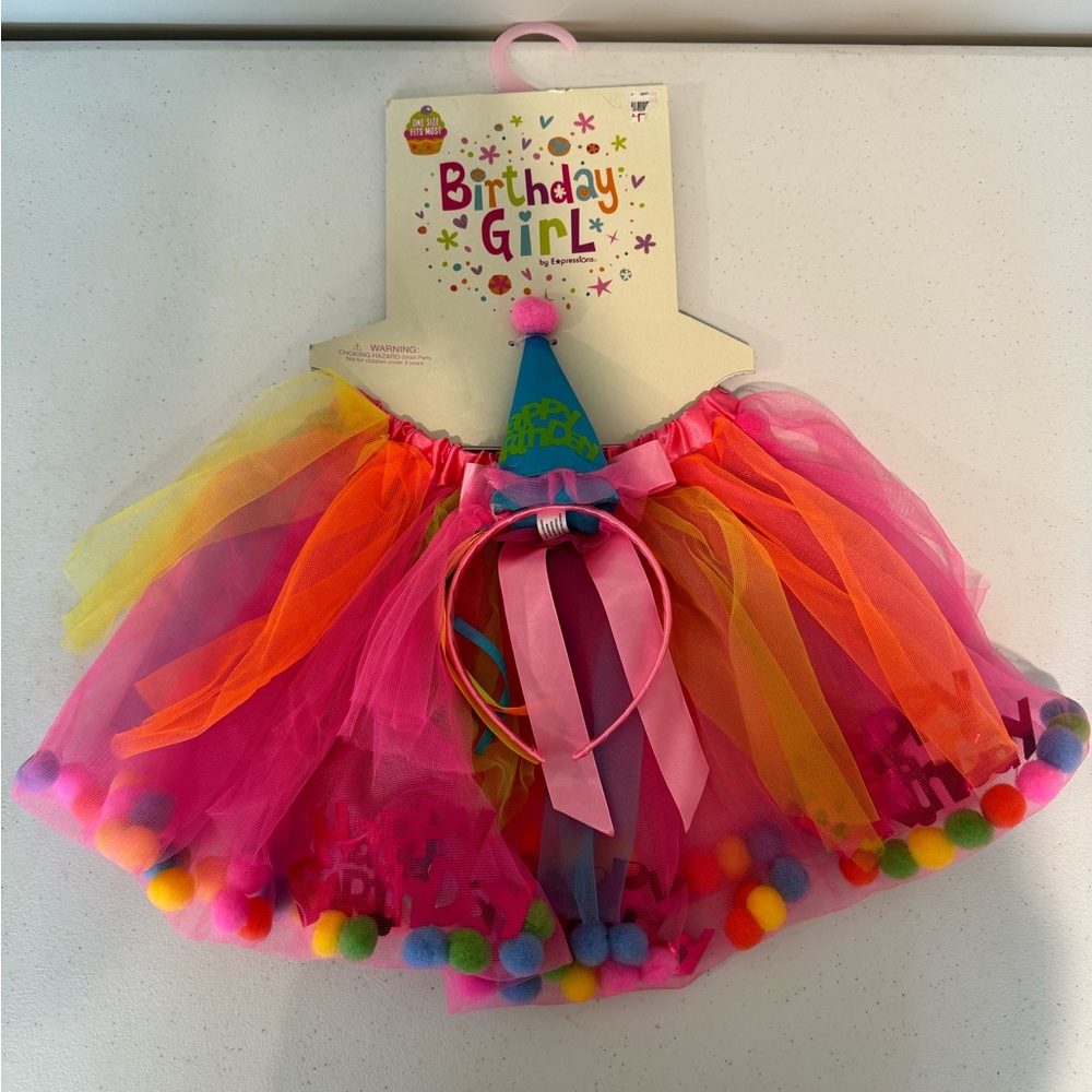 Toddler girl birthday tutu and headband